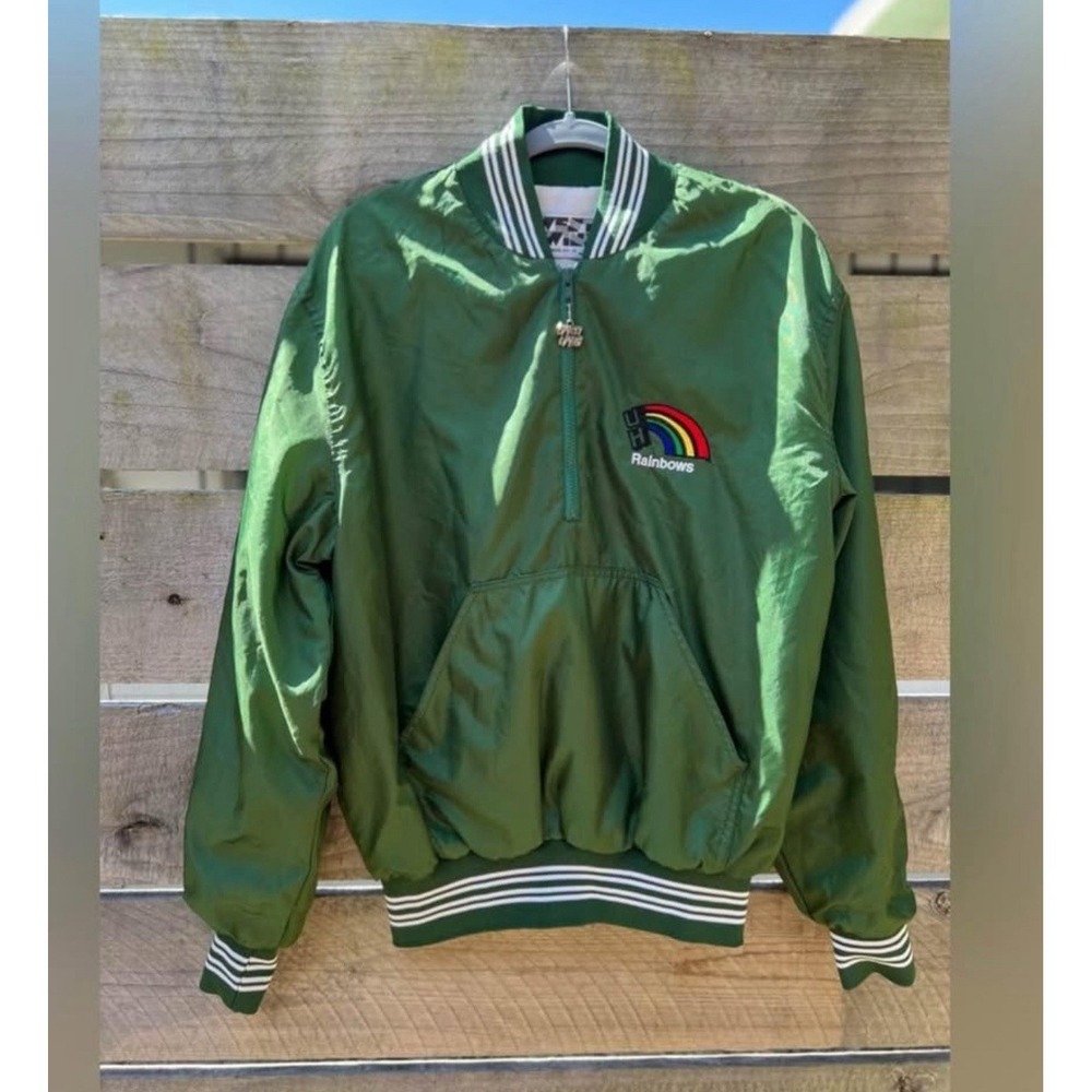 Vintage UH‎ University Of Hawaii Manoa Pullover Jacket Large Retro Baseball West